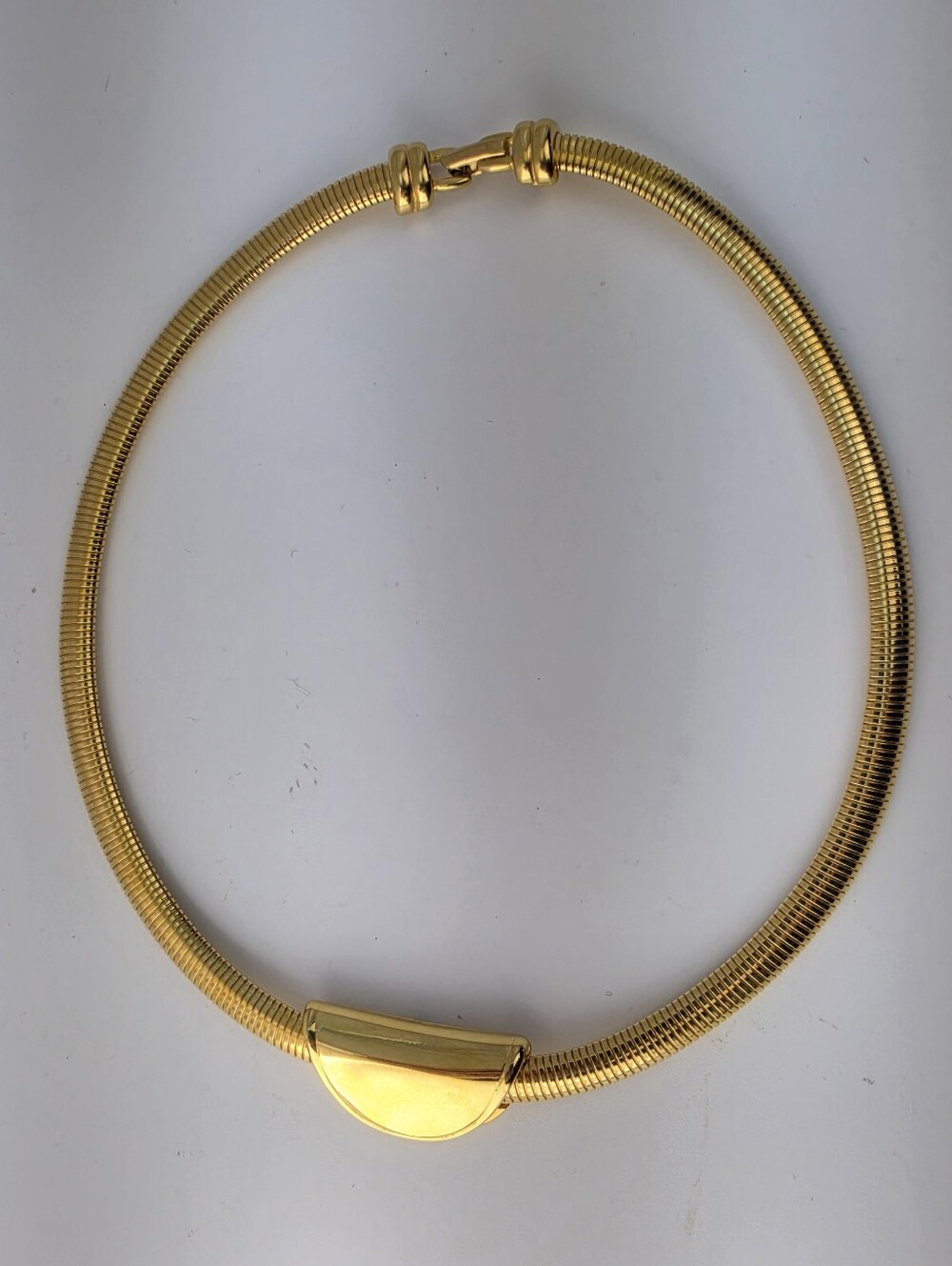 Monet Omega Chain Gold-Tone Collar Choker Necklace Half-Moon Pendant